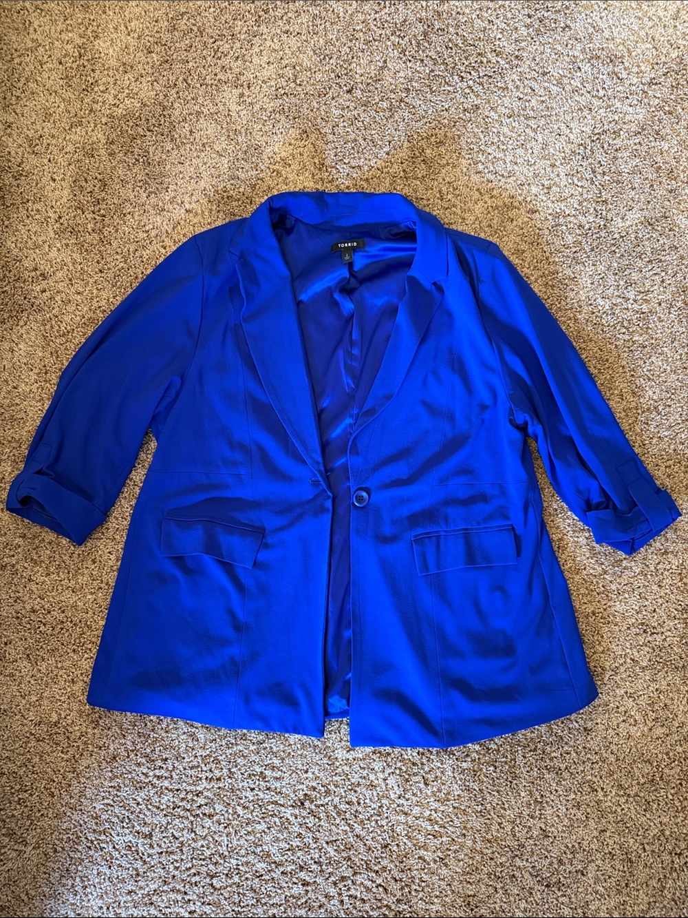 Torrid Royal Blue 3/4 Length Sleeve Blazer with Lining - Size 2